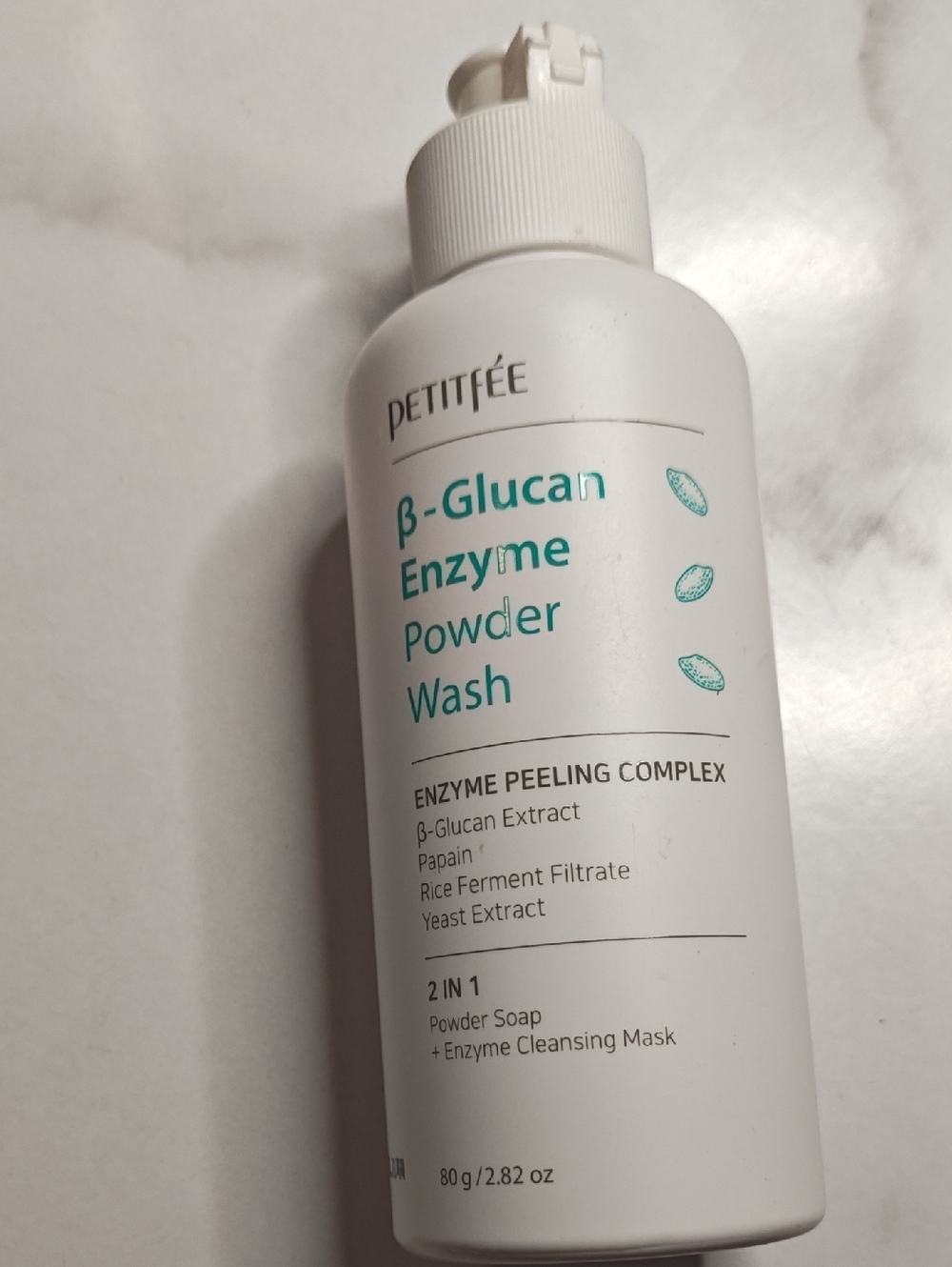 β-Glucan Enzyme Powder Wash — White Gentle Exfoliating Cleanser